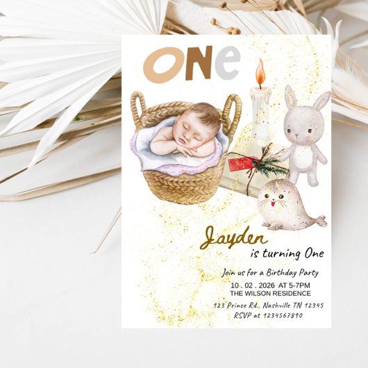 赤ちゃん男の子の1歳誕生日パーティー - 男の子の最初の誕生日 招待状