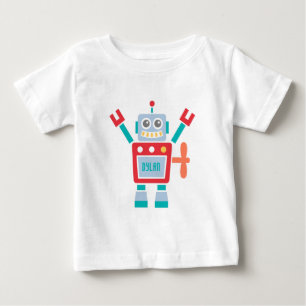 赤ちゃん男の子向けビンテージかわいいロボットおもちゃ ベビーTシャツ
