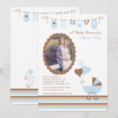 赤ちゃん男の子 カメオ フォト シャワーの招待状 招待状 (正面/裏面)