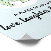 赤ちゃん男の子 ドゥードル 緑の恐竜と名前のベビー用品 ポスター (角)