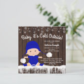 赤ちゃん男の子 寒い夜はおうちで Baby Showerの招待状 招待状 (スタンド正面)