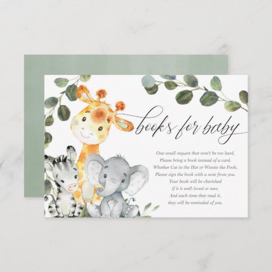 赤ちゃん男女兼用の動物サファリベビー エンクロージャーカード (正面/裏面)