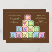 赤ちゃん男女兼用シャワー招待状ブロック 招待状 (正面/裏面)