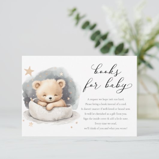 赤ちゃん男女兼用シャワー用のテディベア エンクロージャーカード (スタンド正面)