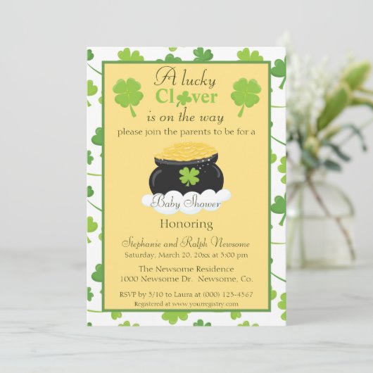 赤ちゃん男女兼用シャワー聖パトリックの日 招待状 (スタンド正面)