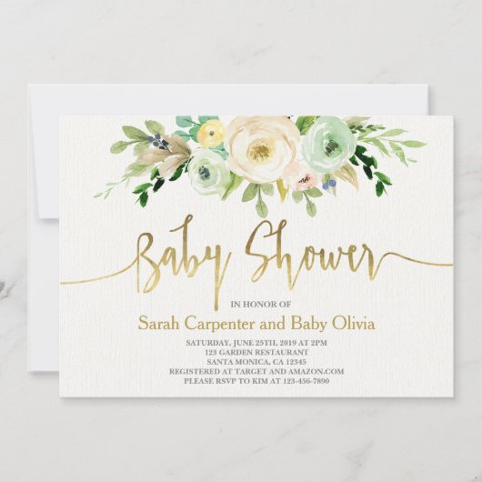 赤ちゃん男女兼用シャワー 招待状 (正面)