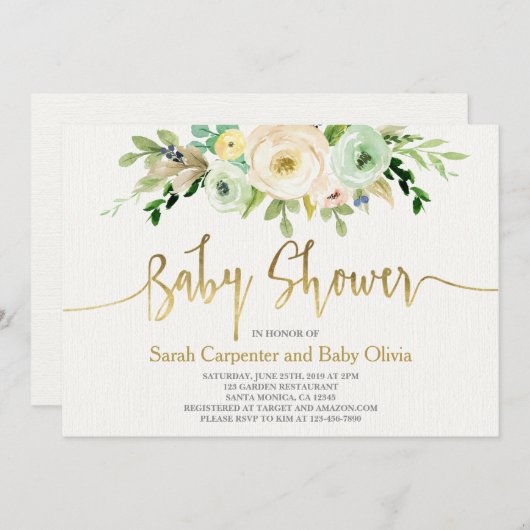 赤ちゃん男女兼用シャワー 招待状 (正面/裏面)