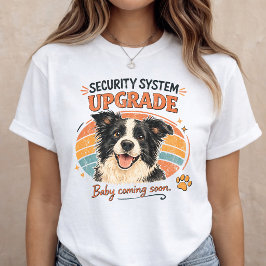 赤ちゃん発表セキュリティ犬妊娠発表 Tシャツ