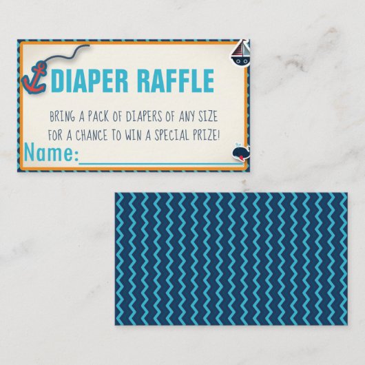 赤ちゃん航海のシャワーおむつラッフルカード エンクロージャーカード (正面/裏面)