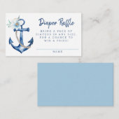 赤ちゃん航海のシャワーおむつラッフルカード | 青Anc エンクロージャーカード (正面/裏面)