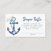 赤ちゃん航海のシャワーおむつラッフルカード | 青Anc エンクロージャーカード (正面)