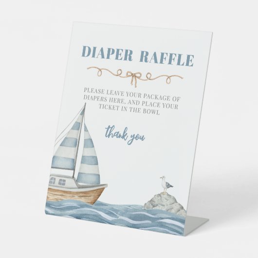 赤ちゃん航海のシャワーおむつラッフル外装カード 台座サイン (正面)