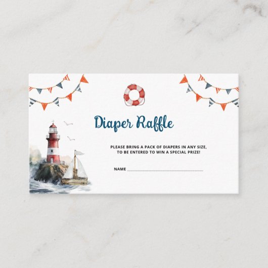 赤ちゃん航海のシャワーおむつラッフル エンクロージャーカード (正面)