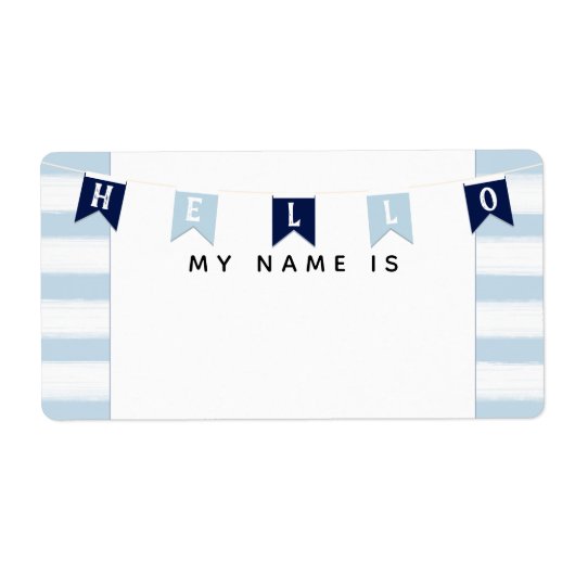 赤ちゃん航海のブルーこんにちは私の名前はシール ラベル (正面)