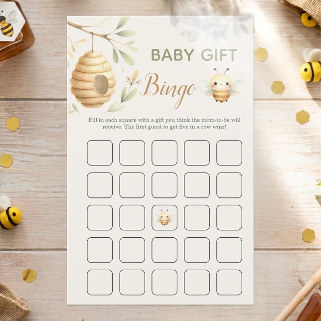 赤ちゃん蜂ギフトビンゴ 男の子？女の子？性別発表 (Baby Gift Bingo Baby Shower Game. He or She? What Will Baby Bee? Gender Reveal)