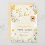 赤ちゃん蜂 赤ちゃん 女の子 男の子 野の花 デイジー シャワー 招待状 (正面/裏面)