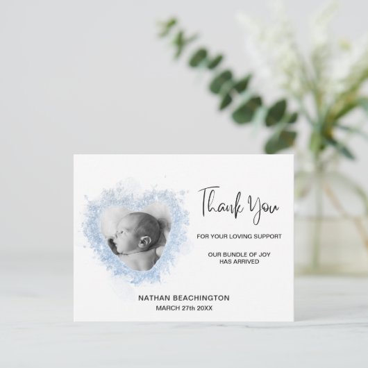 *~* 赤ちゃん誕生のお知らせ - ありがとう ハート ポストカード (スタンド正面)