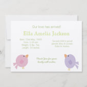 赤ちゃん誕生写真発表 鳥＆虹 招待状 (裏面)