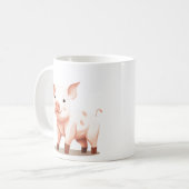 赤ちゃん豚、ベビー豚、ベビー家畜 コーヒーマグカップ (正面左)
