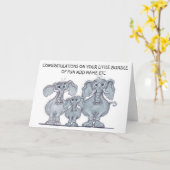 赤ちゃん象とママとパパ カード (黄色い花)