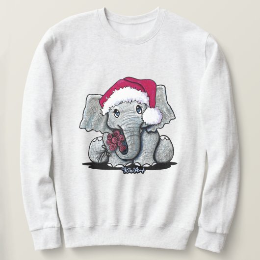 赤ちゃん象のクリスマスパーカー スウェットシャツ (デザイン正面)