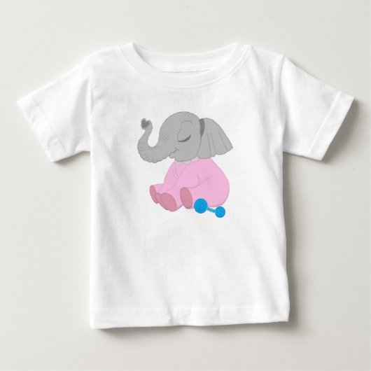 赤ちゃん象のベビーシャツ ベビーTシャツ (正面)