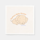 赤ちゃん象のベビーシャワー スタンダードカクテルナプキン (正面)