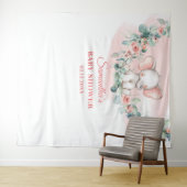 赤ちゃん象のユーカリの花輪の背景 タペストリー (インサイチュ(横))