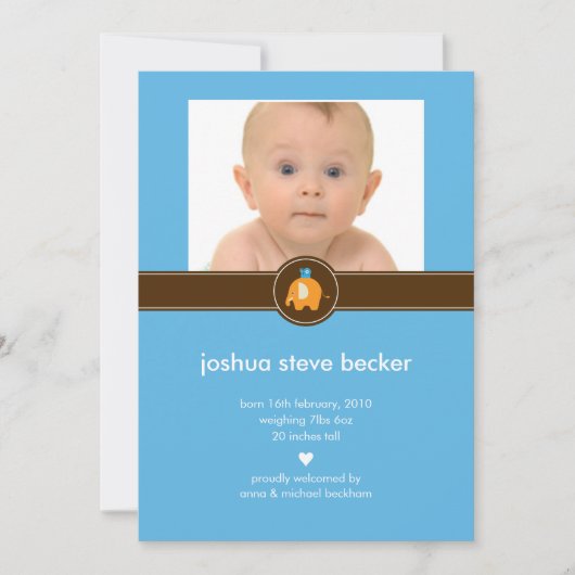 赤ちゃん象の写真 出生発表 案内状 (正面)