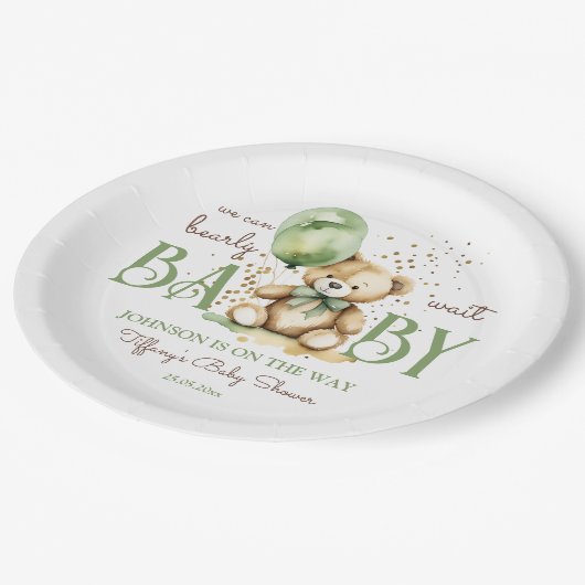 赤ちゃん赤ちゃんシャワーを待つ真珠 ペーパープレート (アングル)