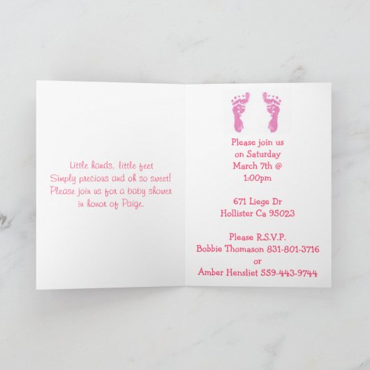 赤ちゃん足 招待状 (内部)