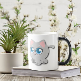 赤ちゃん青い目の丸い子猫 モーフィングマグカップ