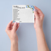 赤ちゃん青い花の赤ちゃんシャワーカードをお願い チラシ (手)