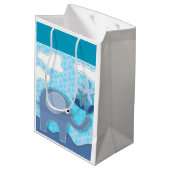 赤ちゃん青い象と花 ミディアムペーパーバッグ (裏面アングル)