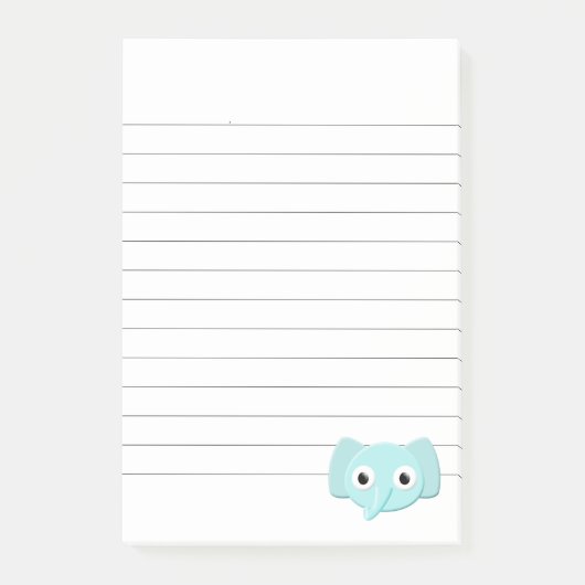 赤ちゃん青い象の絵を線を引いて ポストイット (正面)