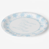 赤ちゃん青い雪の結晶ホワイトブライトメリークリスマス ペーパープレート (アングル)