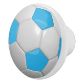 赤ちゃん青と白のサッカーボール/サッカー セラミックノブ (右)