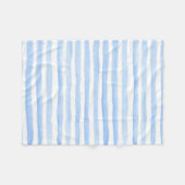 赤ちゃん青と白のストライプの水平水色 フリースブランケット (正面(横))