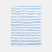 赤ちゃん青と白のストライプの水平水色 フリースブランケット (正面)