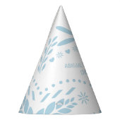 赤ちゃん青と白のパペルピカド男の赤ちゃんシャワー パーティーハット (左)