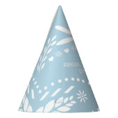 赤ちゃん青と白のパペルピカド男の赤ちゃんシャワー パーティーハット (左)