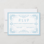 赤ちゃん青と白のパペルピカド男の赤ちゃんシャワー 出欠カード (正面)