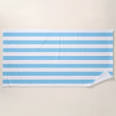 赤ちゃん青と白の大きいサイズの縦のストライプ ビーチタオル (正面)