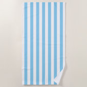 赤ちゃん青と白の大きいサイズの縦のストライプ ビーチタオル (正面)