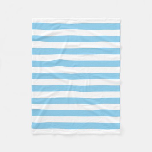 赤ちゃん青と白の大きいサイズ横ストライプ線 フリースブランケット (正面)