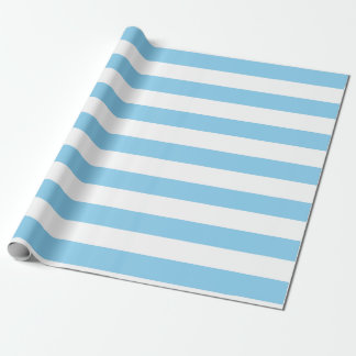 赤ちゃん青と白の大きいサイズ横ストライプ線 ラッピングペーパー