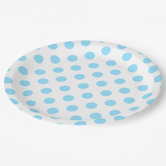 赤ちゃん青と白の水玉模様 ペーパープレート (アングル)
