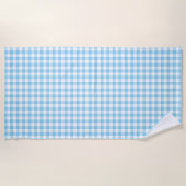 赤ちゃん青と白ミディアムサイズのギンガムチェック ビーチタオル (正面)