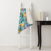 赤ちゃん青にニワトリとワイルドフラワー シェルパブランケット (インサイチュ)