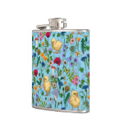 赤ちゃん青にニワトリとワイルドフラワー フラスク (左)